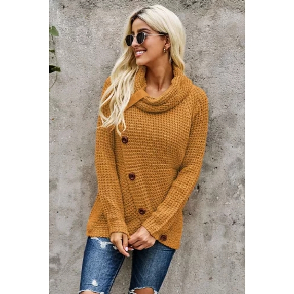 LAST ONE! Soft And Cozy DAISY Button Wrap Sweater - Picture 5 of 6